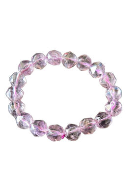 Translucent amethyst, purple Beaded Bracelet for clarity and stress